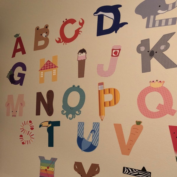 Alphabet Animals Wall Stickers, Peel and Stick ABC Nursery Decor - Etsy