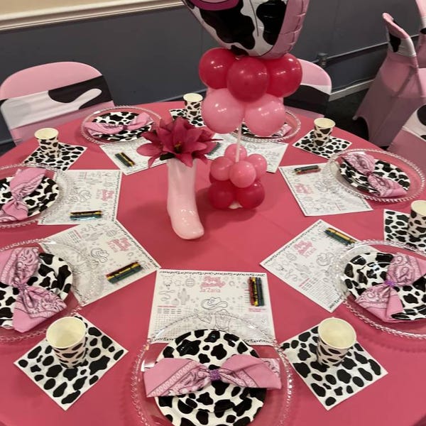 Editable Pink Cowgirl Birthday Party Placemat | Printable Disco Cowgirl ...