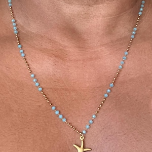 Review photo by Etsy buyer for Pastel Sea Turtle and Starfish Beaded Choker