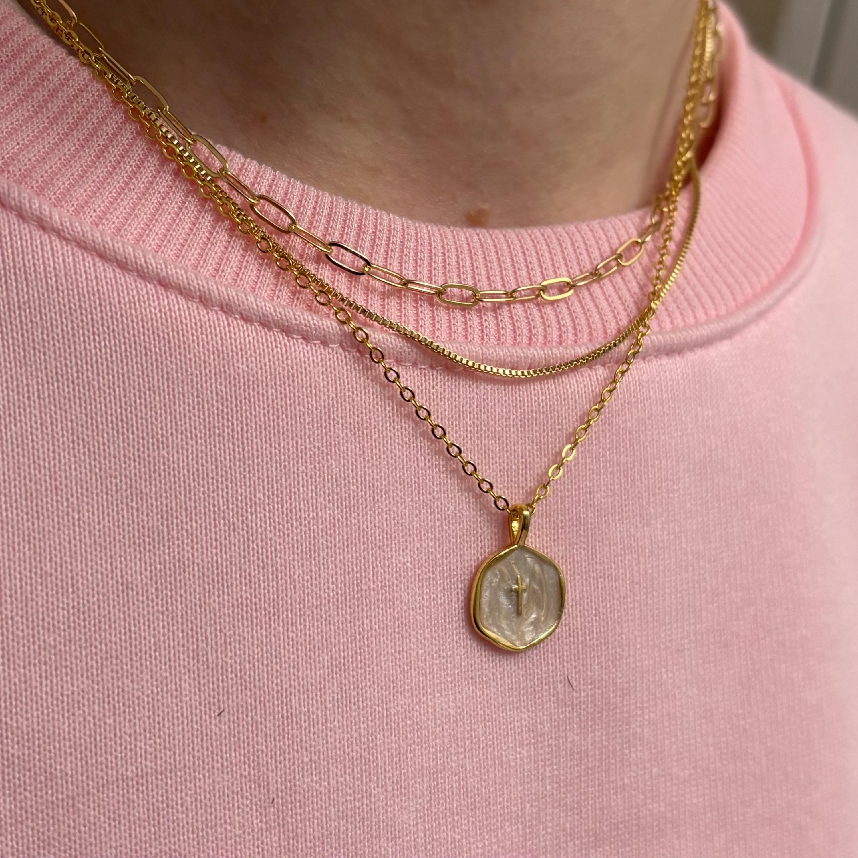 Gold Enamel Mini Cross Necklace, Tiny Cross Necklace, Religious Necklace, Enamel Necklace, Christian Gift for her, Christmas Gift