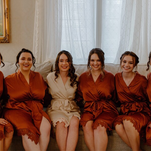 Silky Chunky Lace Robe, Bridesmaid Robes, Bride Robe, Bridal Party Robe ...