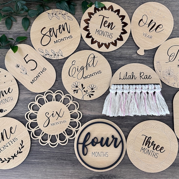 BABY MILESTONE SVG Bundle for Laser Cutters, Wooden Baby Milestone ...
