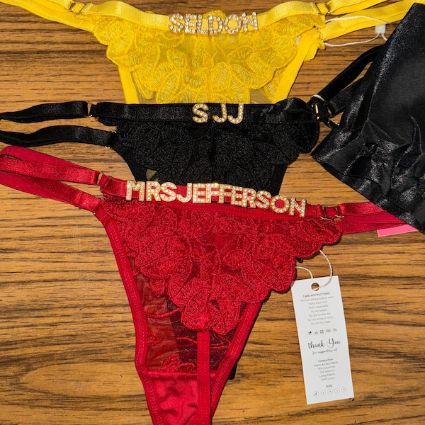 Custom Thong G-strings With Gold Charms Name Personalized Thong With ...