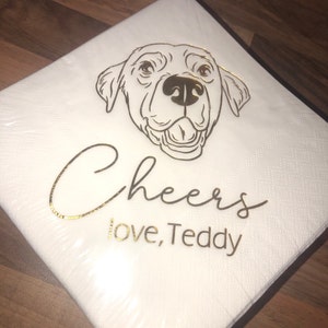 Custom Illustrated Dog | Wedding Napkins |custom Pet Wedding Napkins