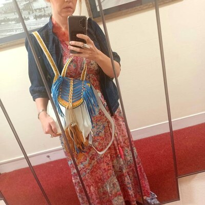 Indigenous Paisley White Crossbody Bag