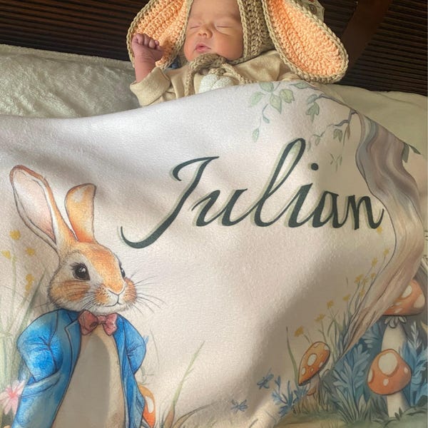 Personalized Peter the Rabbit Baby Blanket – Soft Fleece Nursery ...