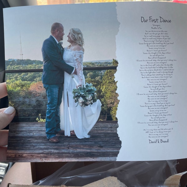 First Dance Lyrics With Photo, 1st Year Anniversary Gift for Wife ...