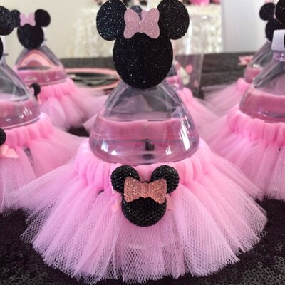 5 Black Glitter Rhinestone Minnie Mouse Ears Inspired Light Pink Bow ...