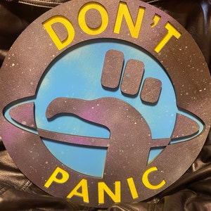 Don't Panic - Hitchhikers Guide Metal Print Metal Tin Sign Vintage 8x12 Inch