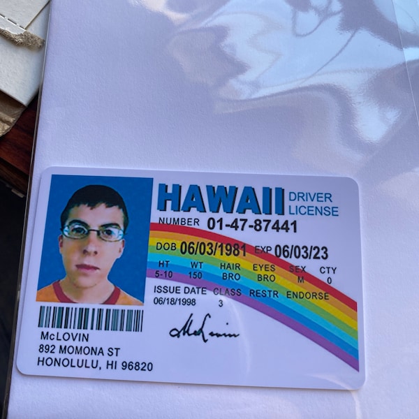 Tarjeta de identificación de McLovin de la película Superbad 