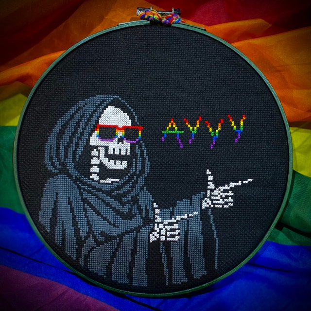 Grim Reaper Cross Stitch Pattern – Gothic Skeleton Meme (PDF) - Etsy
