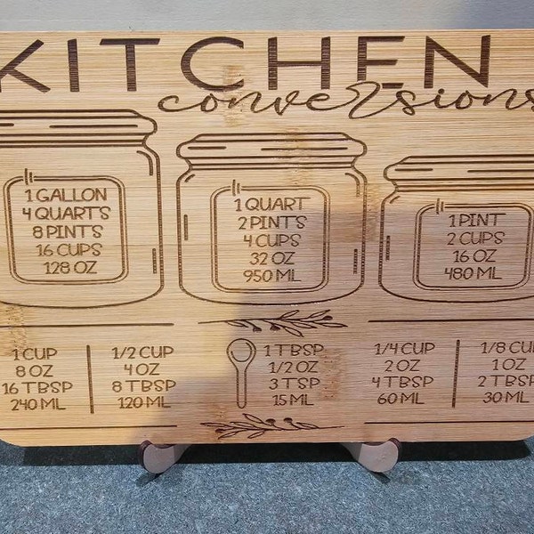 Kitchen Conversions Cutting Board SVG: Laser Cut Files - Etsy