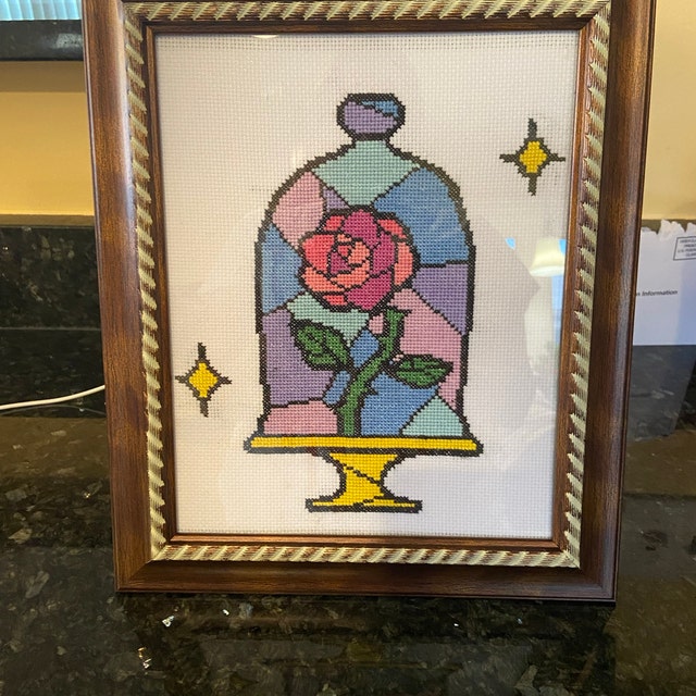 Beauty and the Beast Enchanted Rose Plastic Canvas Pattern – DIY Party Mom