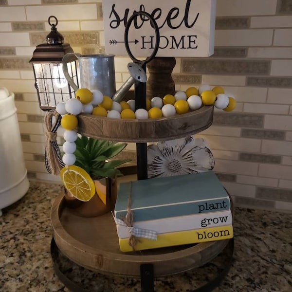 Wooden Books, Spring Decor, Mini Book Stack, Easter Decor, Farmhouse ...