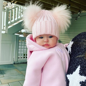 Baby Kids Girl Boys Kid Pom Pom Wool Fur Cute Winter Pink Blue - Etsy