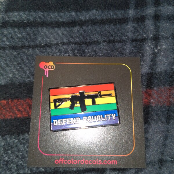 Defend Equality Gay Pride Flag and Rifle - Hard Enamel Pin - Etsy
