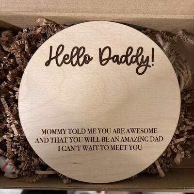Wooden Pregnancy Sign Announcement for Husband Hello Daddy Pregnancy ...