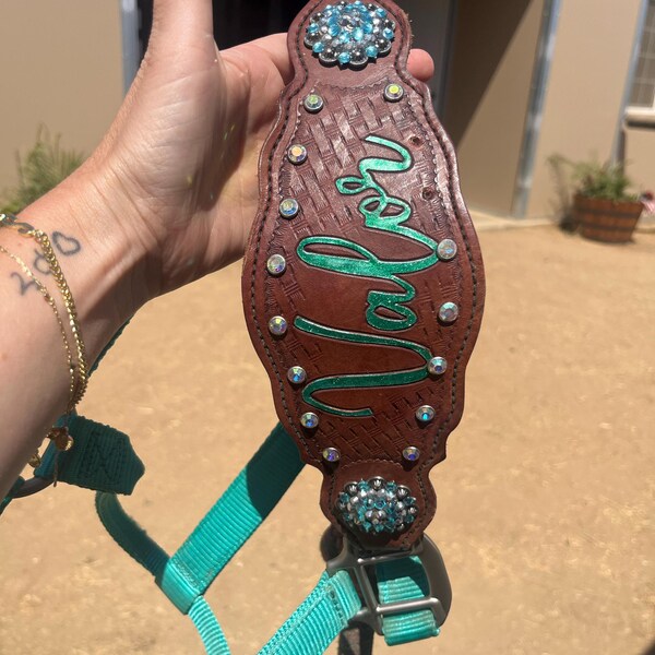 Custom Floral Personalized Leather Bronc Noseband With Premium Yacht ...