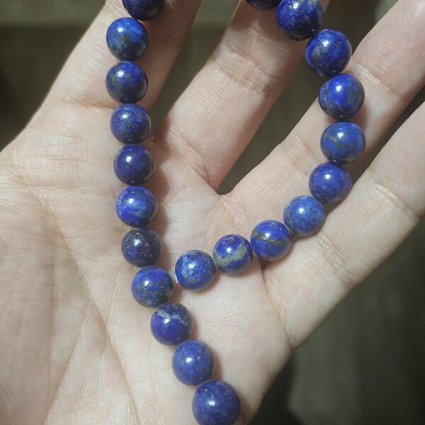 AAA Natural Egyptian Lapis Lazuli Beads – 8mm Round Loose Gemstone Strand 15'' - View #2