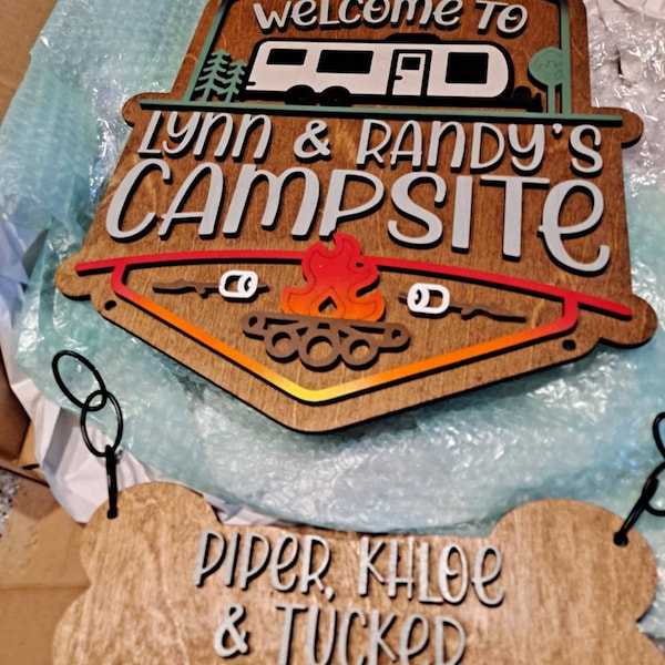 Personalized Camping Door Sign - Gift For Camping Lovers - Welcome to our campsite main image 1