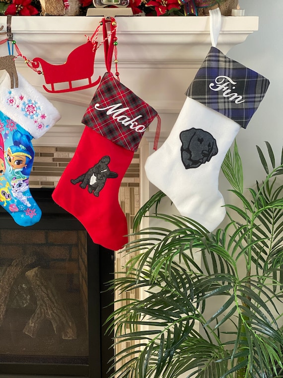 Customer photo of a pet with the Golden Retriever Christmas Stocking with