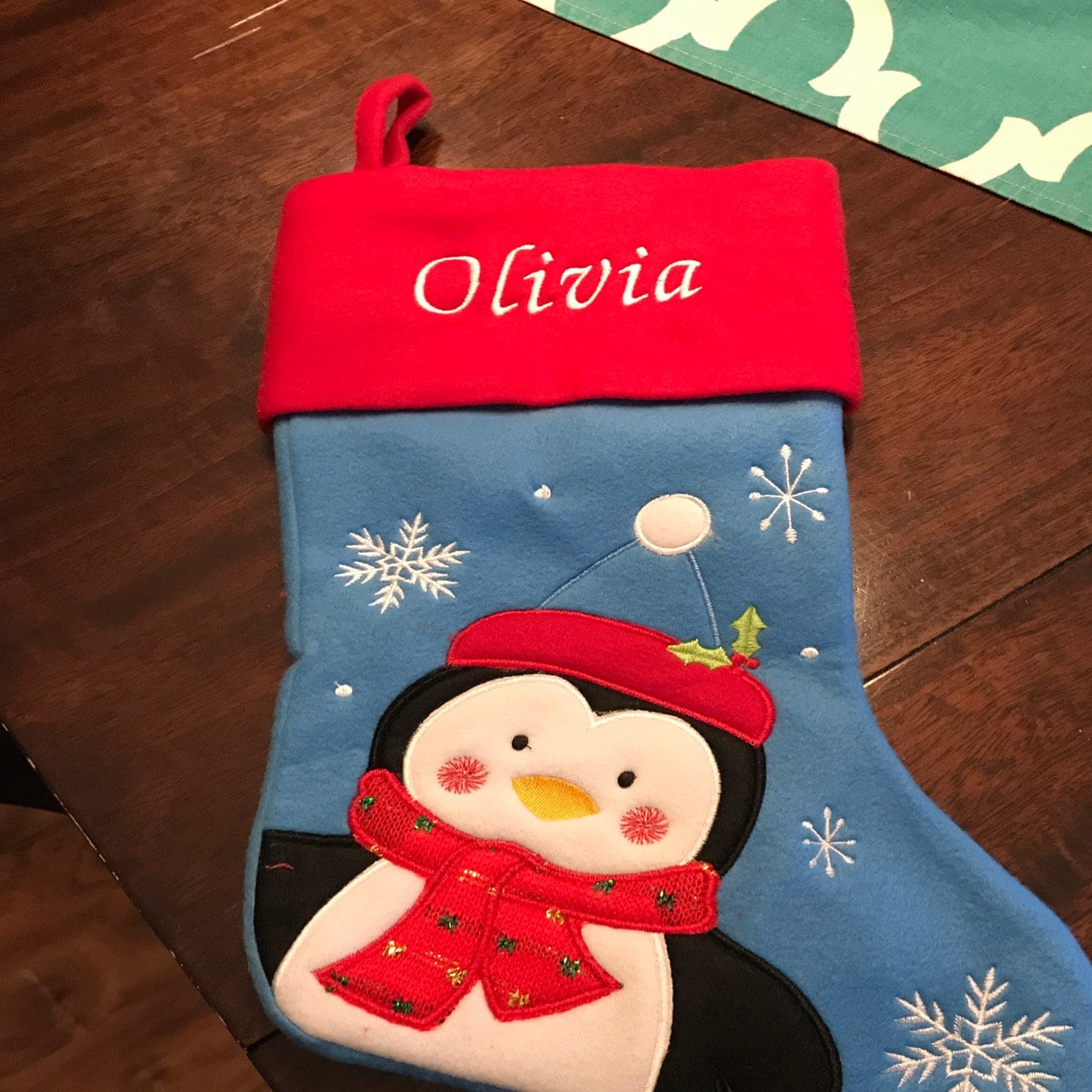 Luxury Personalised Embroidered Christmas Santa / Penguin / Snowman / Reindeer Xmas Stocking