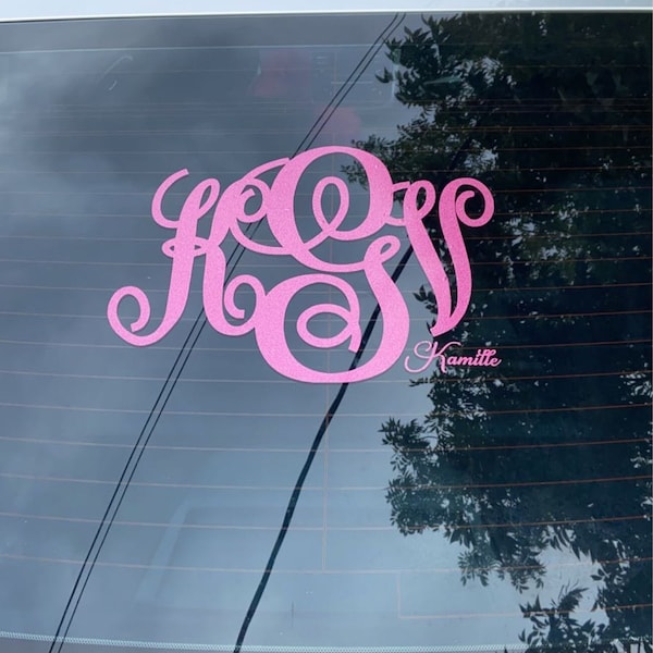 Glittery Custom Monogram Car Window Decal Vine Personalized Initials ...
