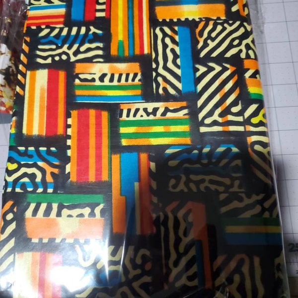 African Print Fabric, Gold Glitter Beige Floral Ankara Print Fabric