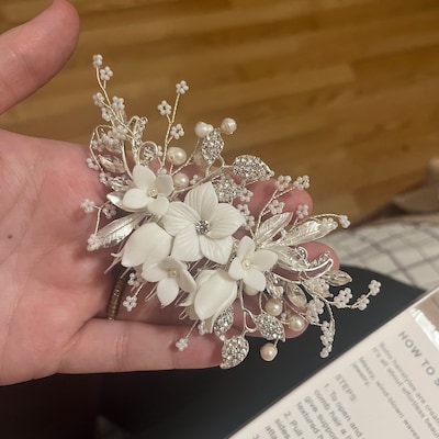 Bridal Hair Comb Hand-crafted With Beautiful off White Flowers ...
