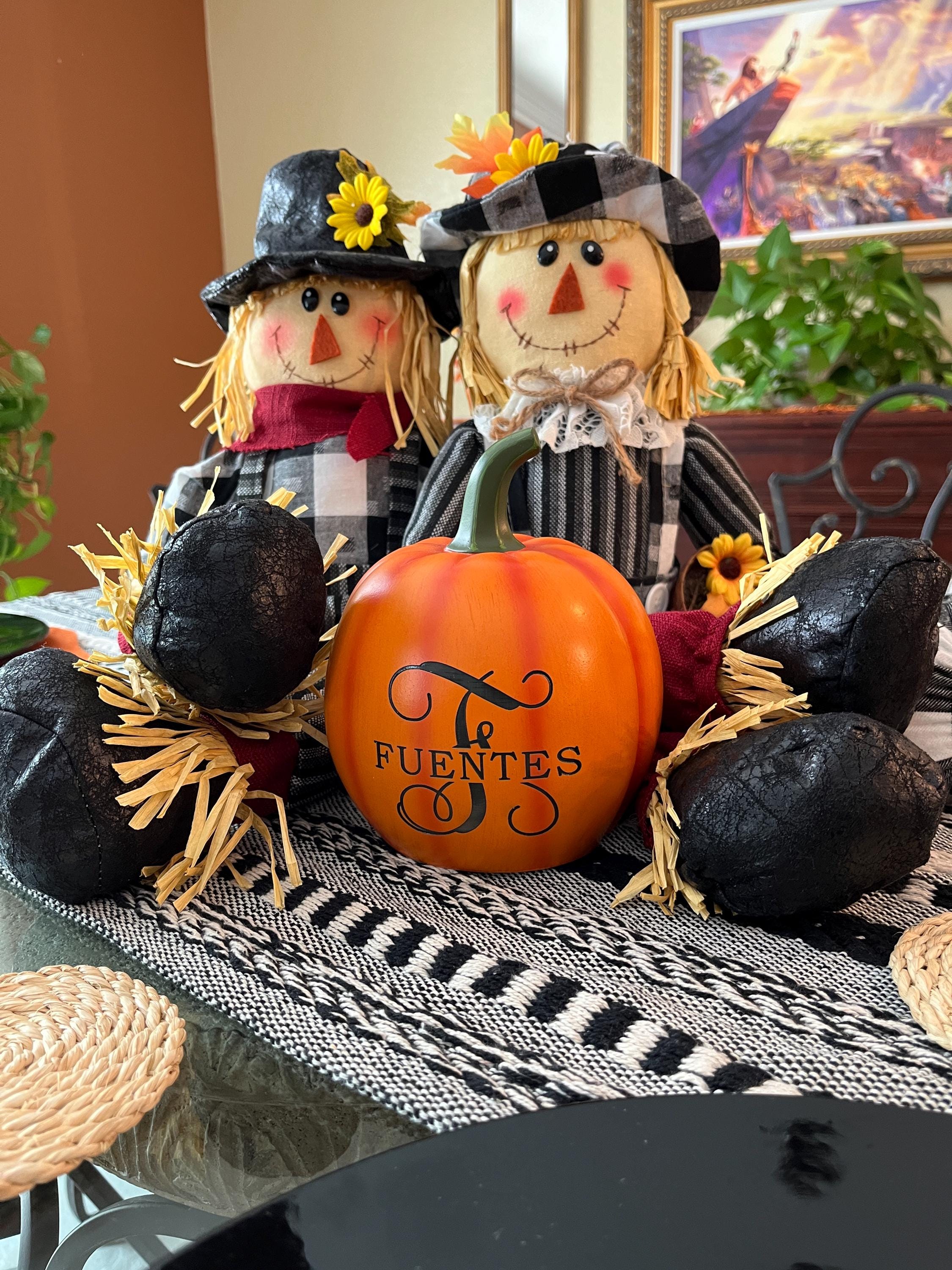 Personalized Light Up Family Name & Initial Pumpkin - Halloween Décor - Fall Décor - Available In 3 Sizes - Choose From 4 Colors