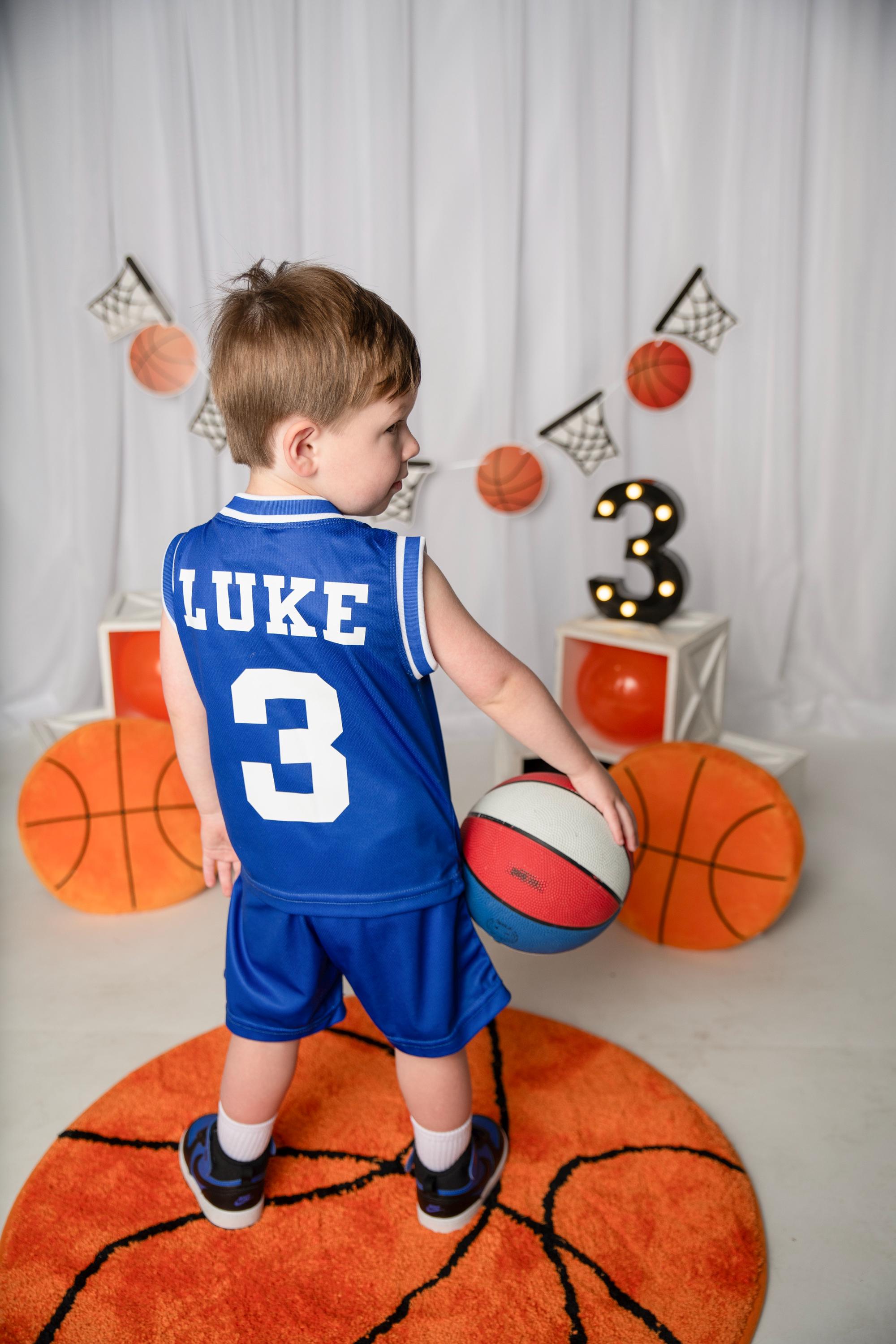 Personalized Kids Basketball Set: Jersey, Shorts, Ball, and Sweatband