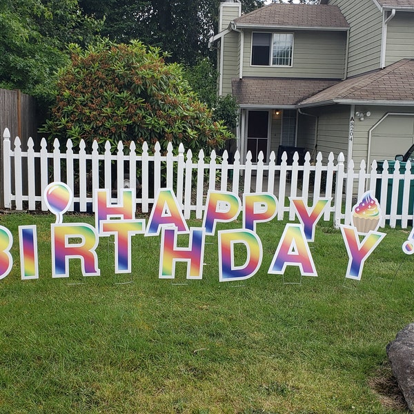 Personalized Happy Birthday Yard Sign: 18in Outdoor Lawn Decoration - Etsy