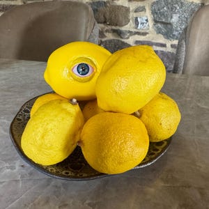 All Seeing Lemon Realistic Life Sized Freaky Fruit , Halloween
