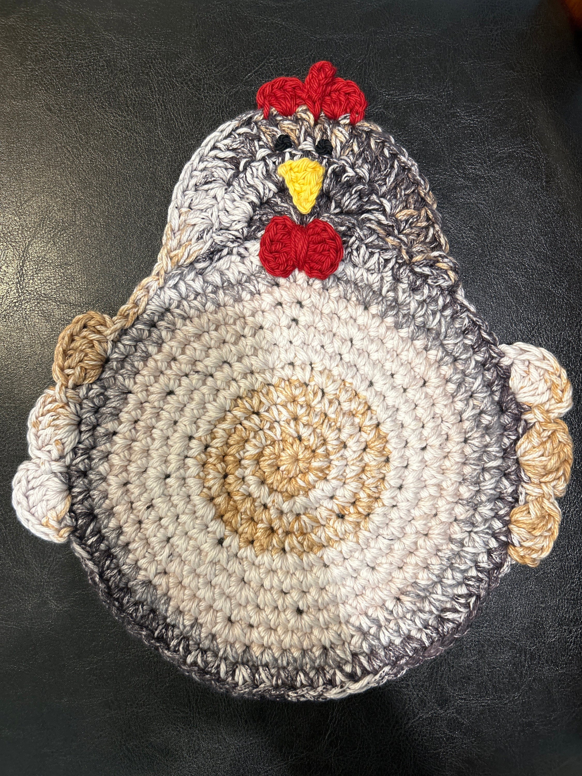Crochet Chicken Potholders, Trivets, Handmade, 100% cotton yarn, double-layered