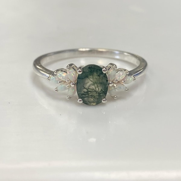 Sterling Silver Round Ring - .925 Solid Silver, Choose Your Size & Stone Color