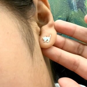 Customer photo, Cat Stud Earrings