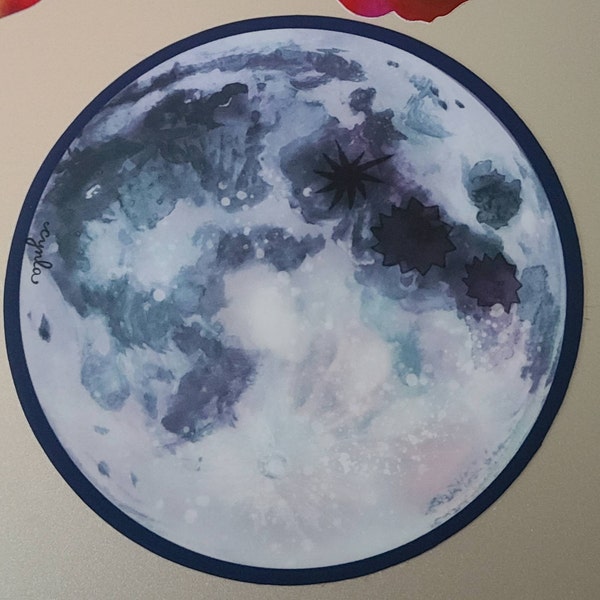 Full Moon Sticker Full Moon Gift Moon Stickers Moon Lover 3 Inch Vinyl ...