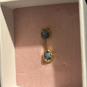 Customer photo from Darryl Lynn davis, Dainty Raw Sapphire Earrings in Silver