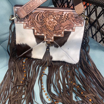 Haute Southern Hyde the Lancaster Purse Tooled Leather and Cowhide - Etsy