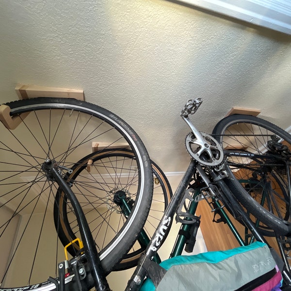 Tokyo Bike Rack Wall Mount / Wooden Wall Hook for Bike Storage ...