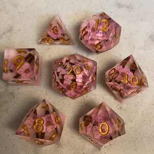 Red rose dnd sharp edges dice set Critical Role polyhedral dice set for RPG game Dungeons and dragons Handmade Rose fox Lavender dream