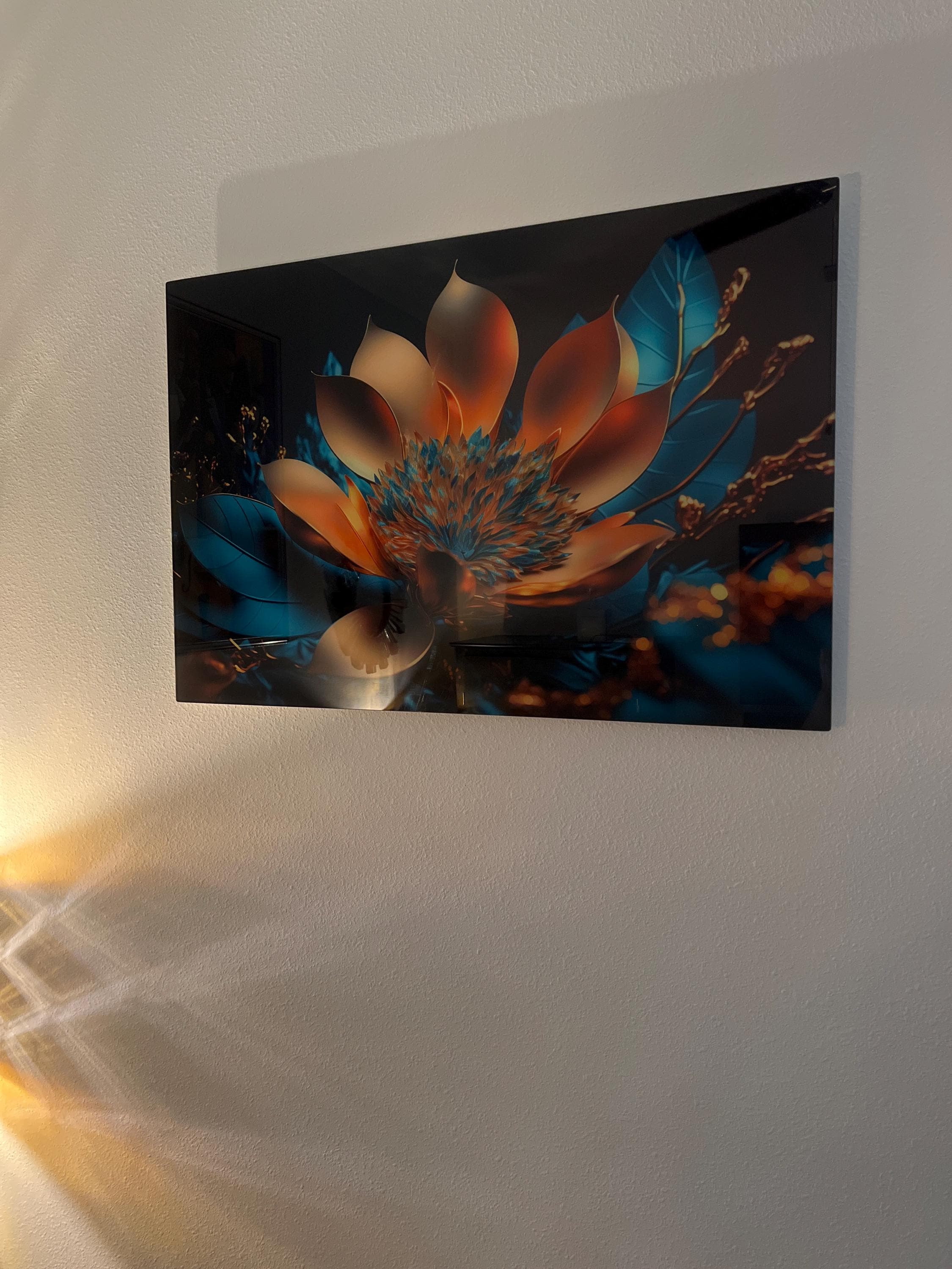 Tempered Glass Wall Art, Extra Large Wall Decor, Living Room Home Decor, Flowers Glass Painting, Decor for Bedroom, Housewarming Gift