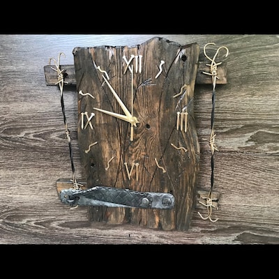 Vintage Handmade Wood Wall Clock. Large Vintage Wall Clock. Rustic ...