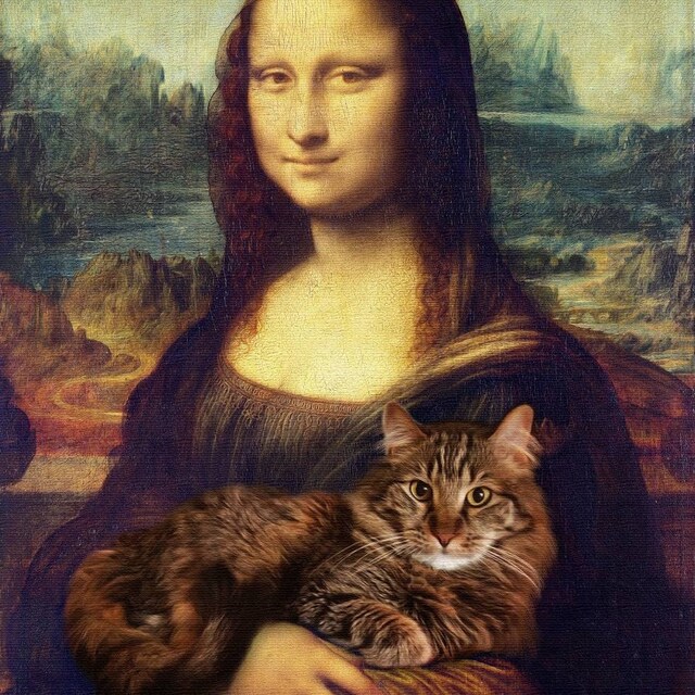 有名な絵画の中のあなたの動物、猫の肖像画、犬、レオナルド ダ