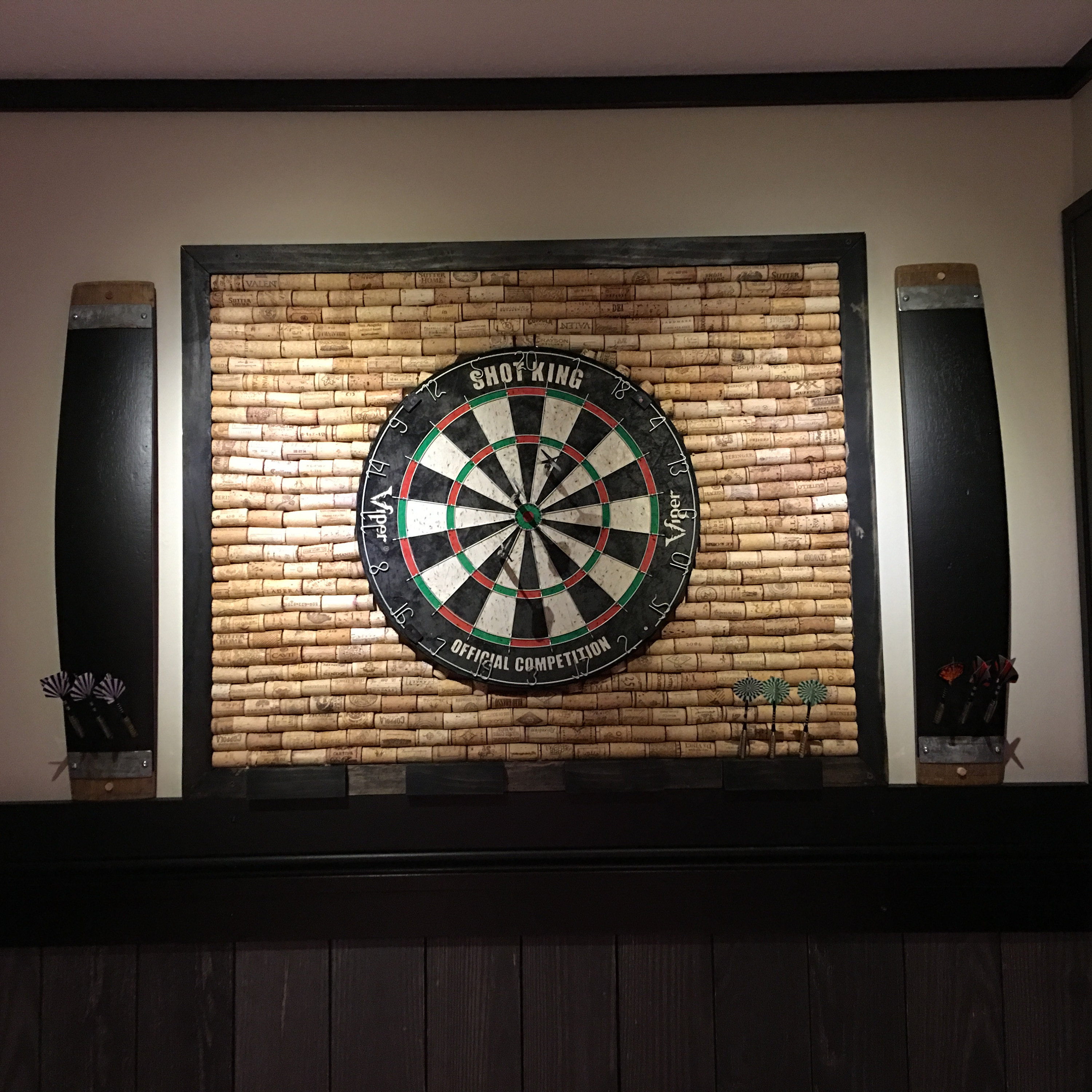 Set of 2 Wine Barrel stave chalkboard dart scorers