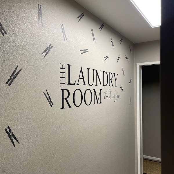 Clothespins Laundry Wall Decals - Laundry Room Decals - Laundry Decor ...