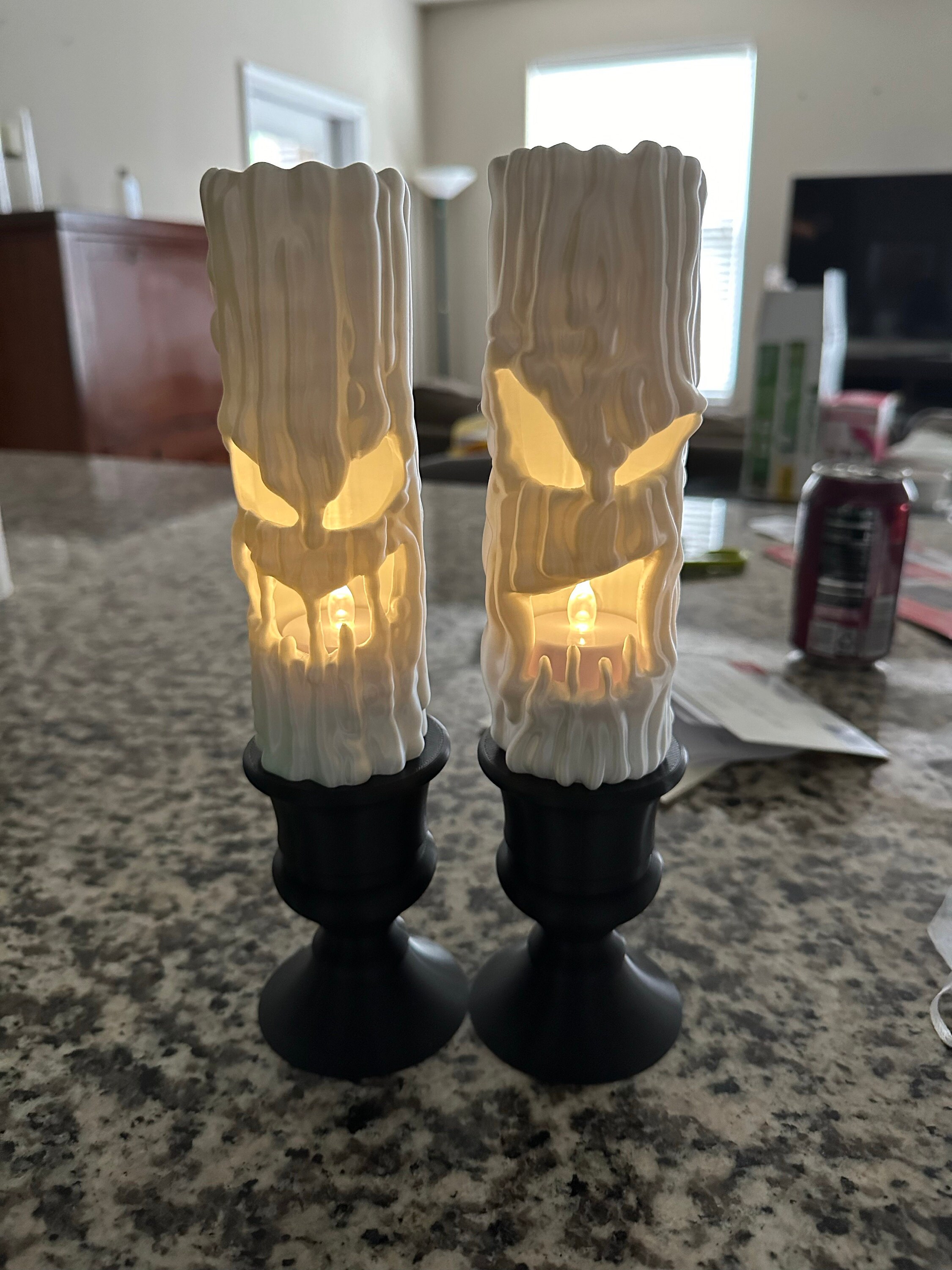 Creepy Candles W/LED Tea Light, Halloween Decor, Spooky Gift, 3D Printed