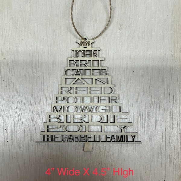 Name Ornament Tree Shape SVG Laser Ready Cut File, Glowforge and ...