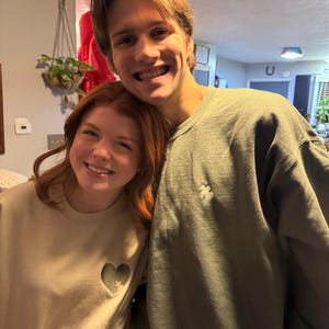 Custom Embroidered Heart and Puzzle Piece Sweatshirt, Initial With Heart On Sleeve, Anniversary Gift, Couple Hoodie, Valentines Day Gift