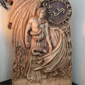 ルシファー像：サマエル・リリス、堕天使の木彫り - Etsy 日本